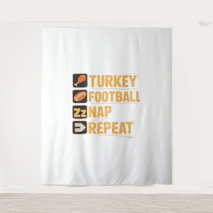 Happy Thanksgiving Turkey Football Nickerchen Wied Wandteppich
