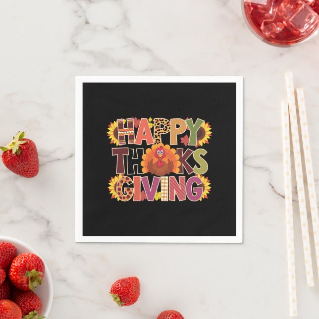Happy Thanksgiving Turkey Funny Pumpkin Jahreszeit Serviette (Beispiel)