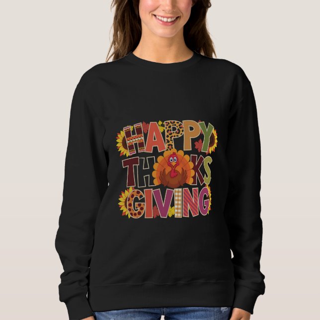 Happy Thanksgiving Turkey Funny Pumpkin Jahreszeit Sweatshirt (Vorderseite)