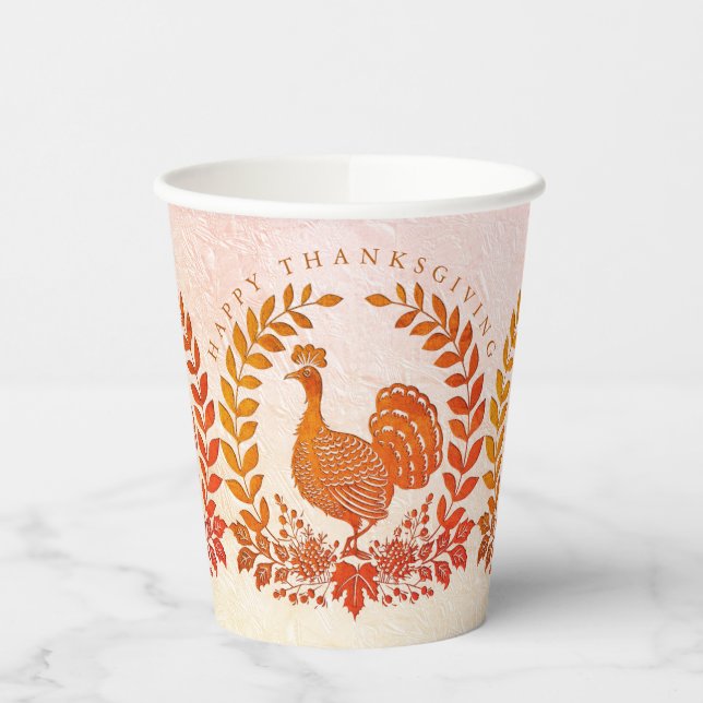 Happy Thanksgiving Turkey Paper Cups Pappbecher (Links)