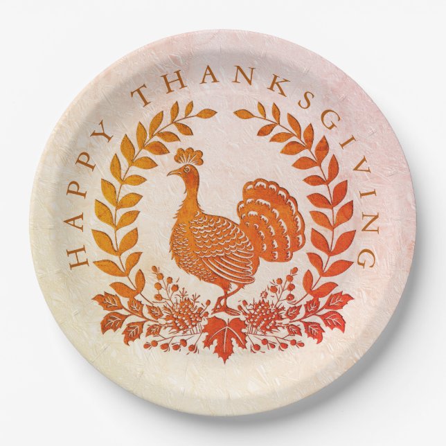 Happy Thanksgiving Turkey Paper Plate Pappteller (Vorderseite)