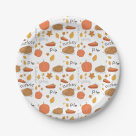 Happy Thanksgiving Turkey & Pumpkin Pie Pappteller