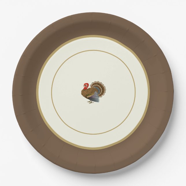 Happy Thanksgiving Turkey Rim Pappteller (Vorderseite)
