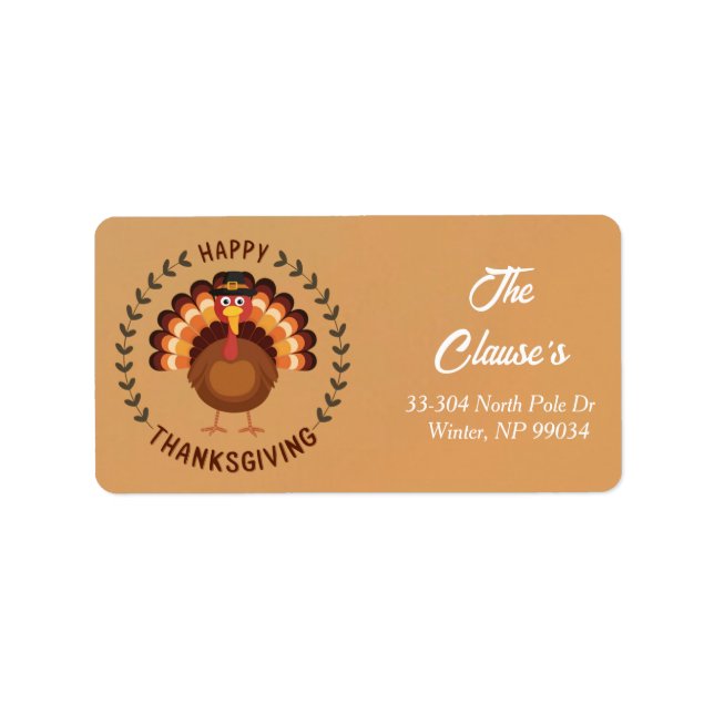 Happy Thanksgiving Turkey Rücksendeadresse Label Adressaufkleber (Vorne)
