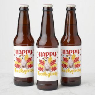 Happy Thanksgiving Turkey | Whippet lover Gift Bierflaschenetikett