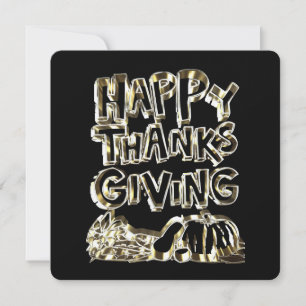 Happy Thanksgiving Typografie Gold Harvest Pumpkin Feiertagskarte