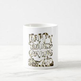 Happy Thanksgiving Typografie Gold Harvest Pumpkin Kaffeetasse