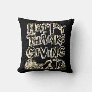 Happy Thanksgiving Typografie Gold Harvest Pumpkin Kissen