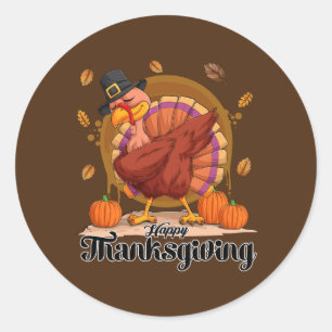 Happy Thanksgiving Typografie Rund Sticker