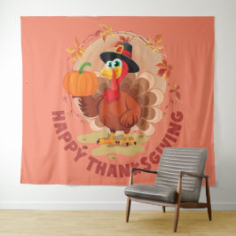 Happy Thanksgiving Typografy Tapestry Wandteppich