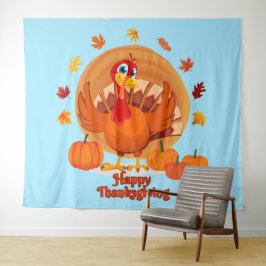 Happy Thanksgiving Typografy Tapestry Wandteppich