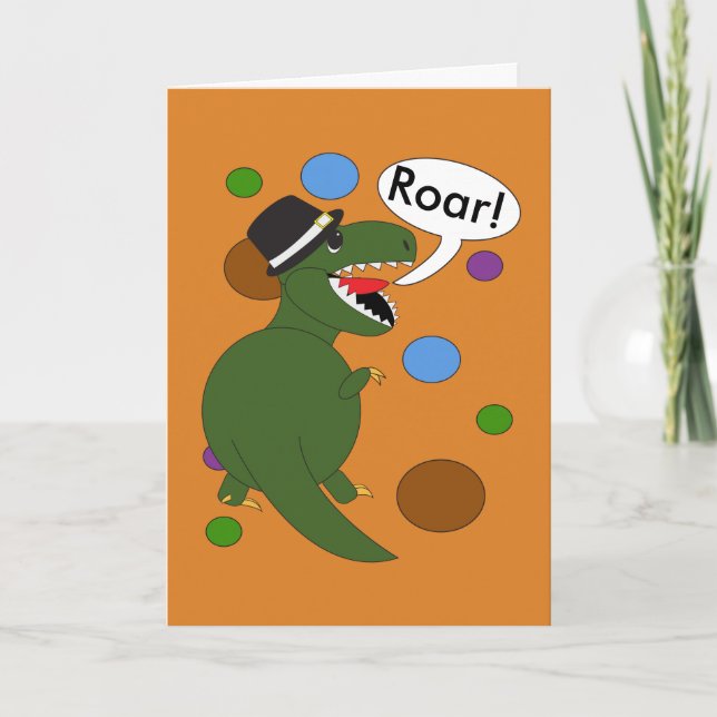 Happy Thanksgiving Tyrannosaurus Rex Dinosaurier Feiertagskarte (Vorderseite)