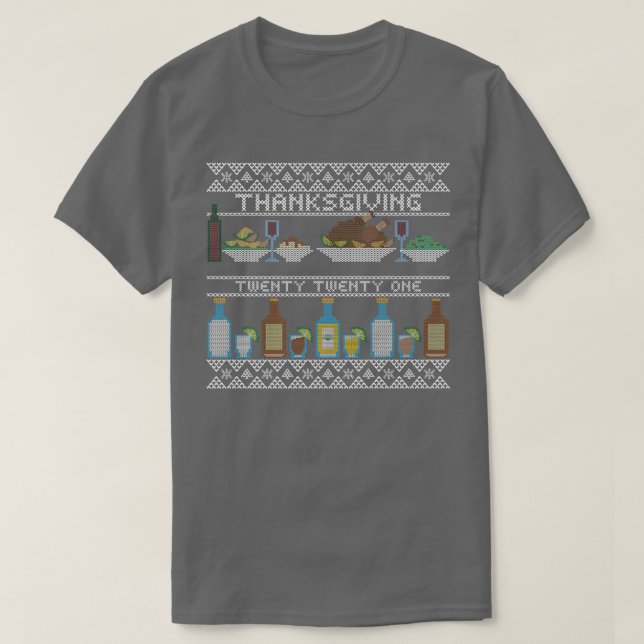 Happy Thanksgiving Ugly Sweater Style Happy Holida T-Shirt (Design vorne)