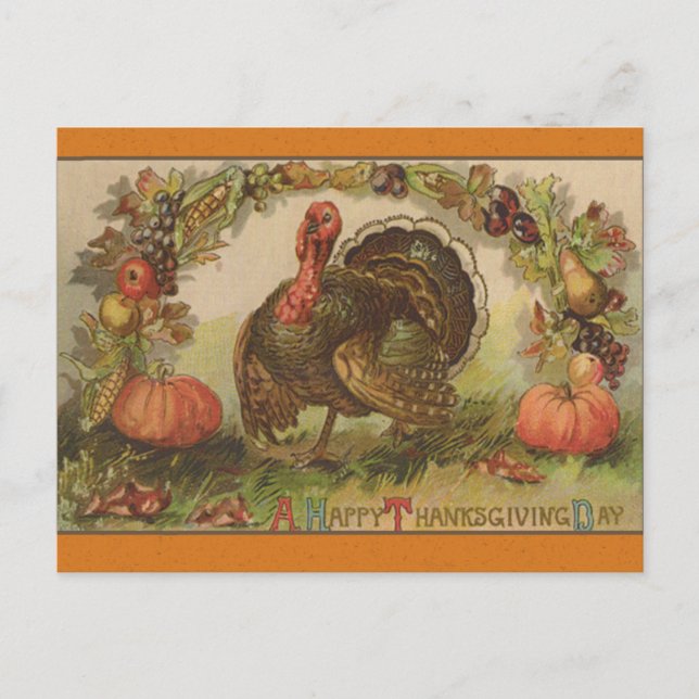 Happy Thanksgiving Vintage Feiertagspostkarte (Vorderseite)