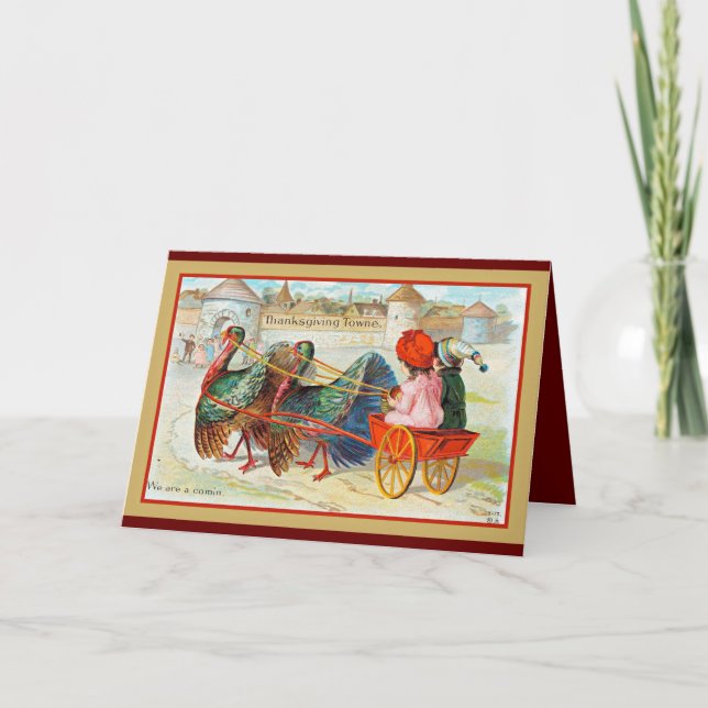 Happy Thanksgiving Vintage Illustration Karte (Vorderseite)