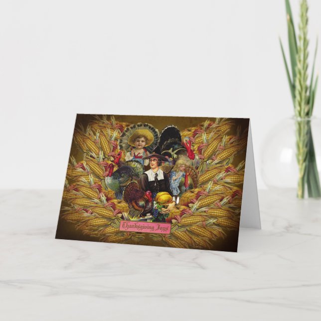 Happy Thanksgiving! Vintage Style Greeting Feiertagskarte (Vorderseite)
