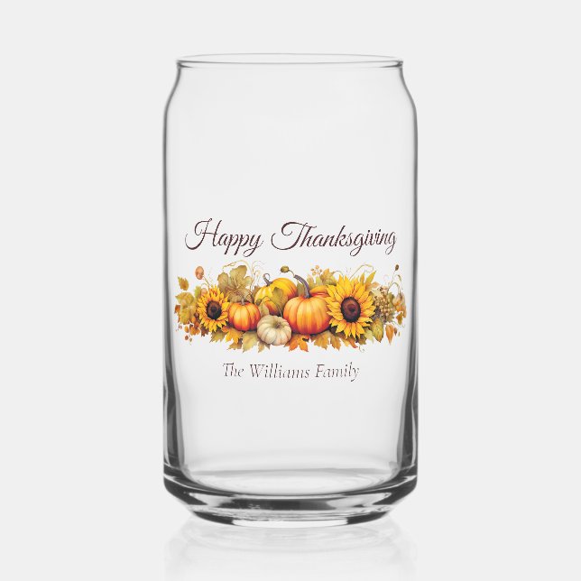 Happy Thanksgiving Vintagen Pumpkins Custom Fall Dosenglas (Vorderseite)