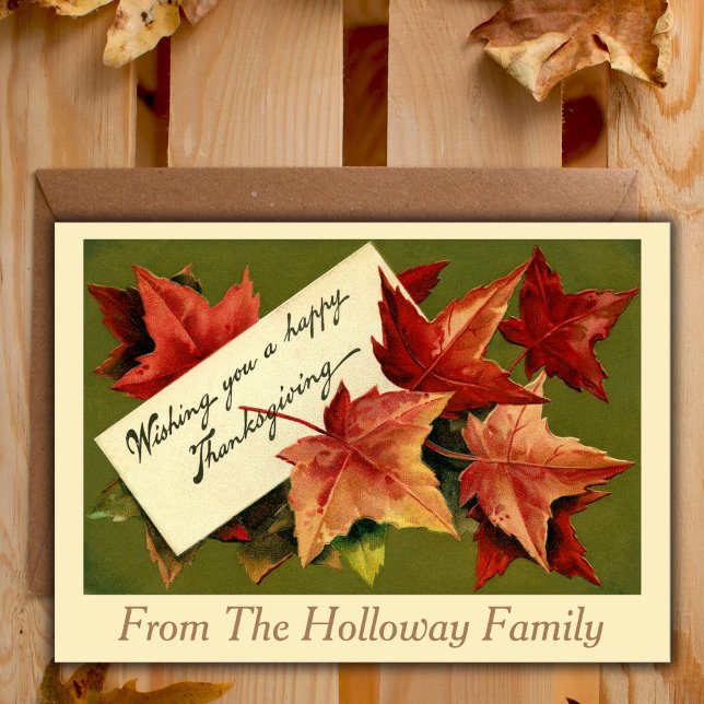 Happy Thanksgiving Vintager benutzerdefinierter Er Feiertagskarte (Happy Thanksgiving Vintage Custom Thanksgiving Holiday Card)