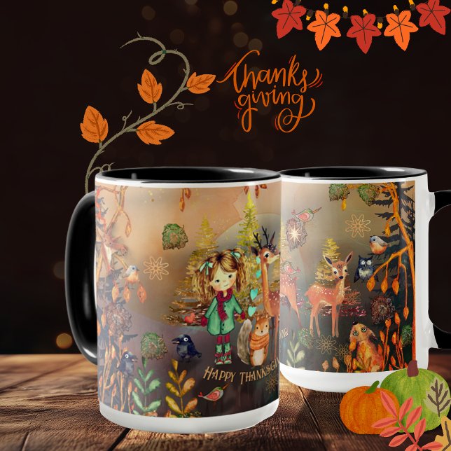Happy Thanksgiving Woodland Animals Tasse (Happy Thanksgiving Woodland Animals Mug)