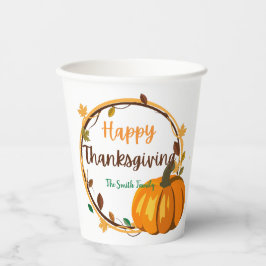 Happy Thanksgiving Wreath Paper Cup Pappbecher