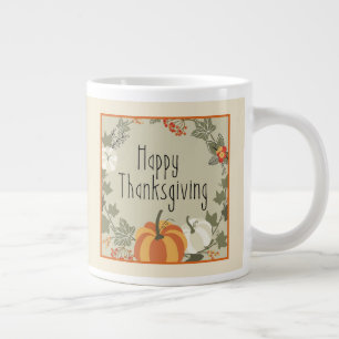 Happy Thanksgiving Wreath w/Pumpkin Tasse