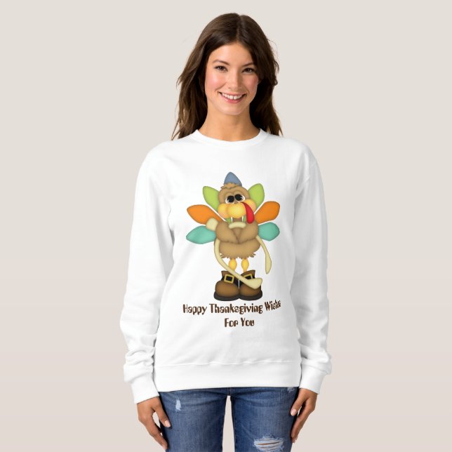 Happy Thanksgiving wünscht Truthahn-Sweatshirt Sweatshirt (Vorne ganz)
