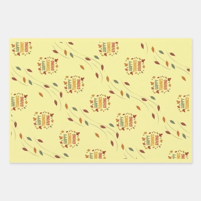 Happy Thanksgiving - Yellow Theme Geschenkpapier Set (Vorderseite)