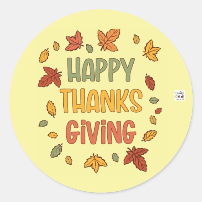 Happy Thanksgiving - Yellow Theme Runder Aufkleber (Vorderseite)