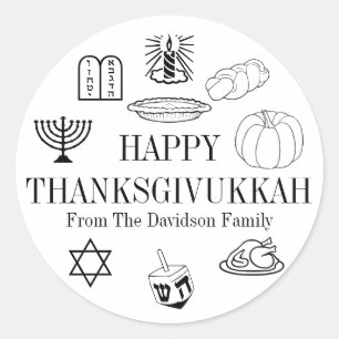 Happy Thanksgivukkah Erntedank Hanukkah Runder Aufkleber