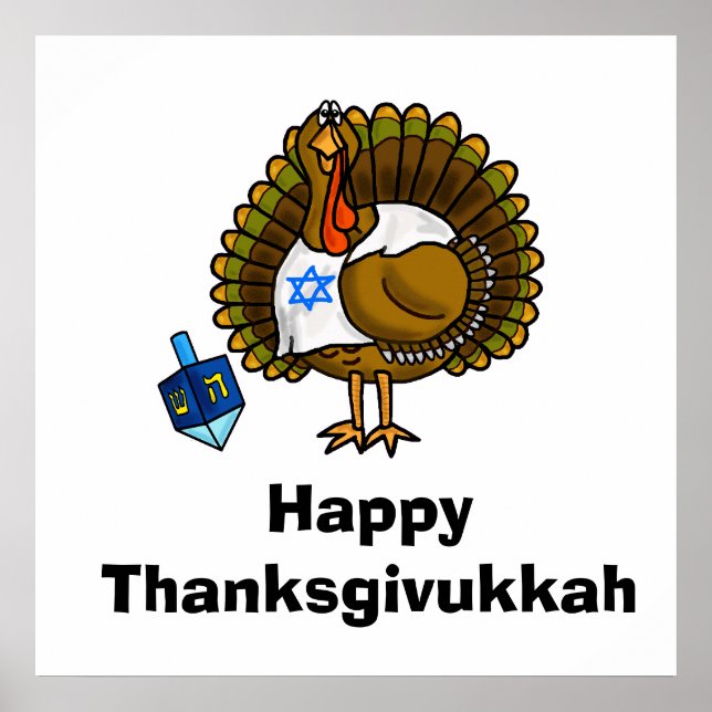 Happy Thanksgivukkah Jüdisches Türkisches Poster (Vorne)