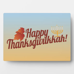 Happy Thanksgivukkah Menorah/Leaf Fotoplatte
