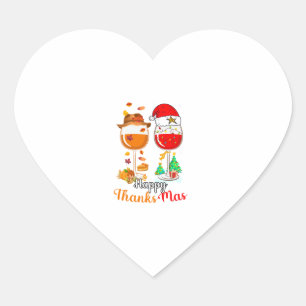 Happy Thanksmas Wine Erntedank Weihnachten Herz-Aufkleber