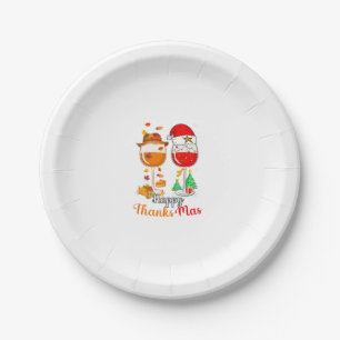 Happy Thanksmas Wine Erntedank Weihnachten Pappteller