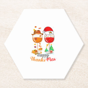 Happy Thanksmas Wine Erntedank Weihnachten Untersetzer