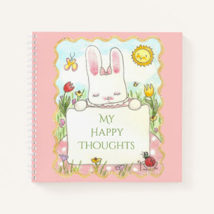 Happy Thoughts Bunny Spiral Notebook Notizbuch