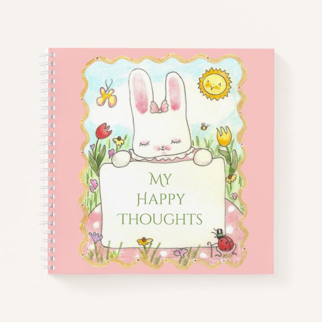 Happy Thoughts Bunny Spiral Notebook Notizbuch (Vorderseite)