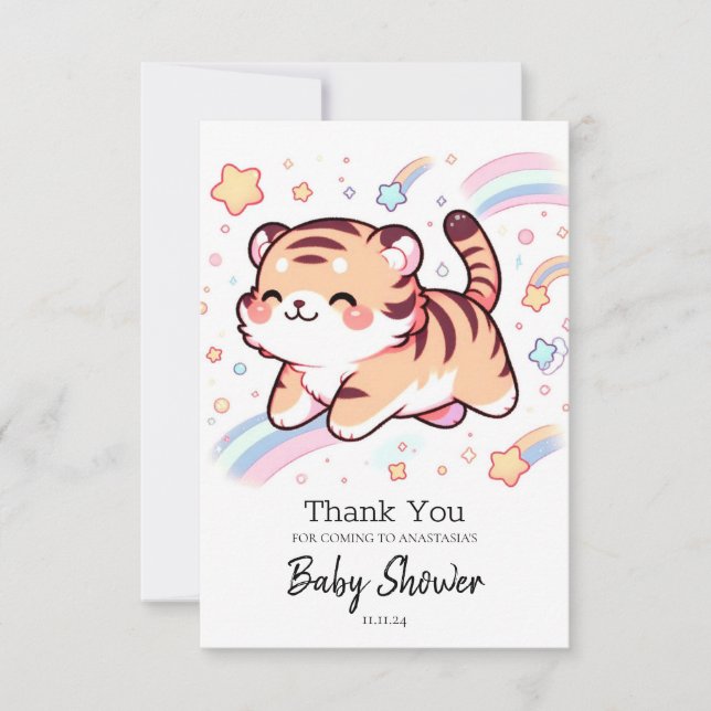 Happy Tiger Baby Dusche Dankeskarte (Vorderseite)