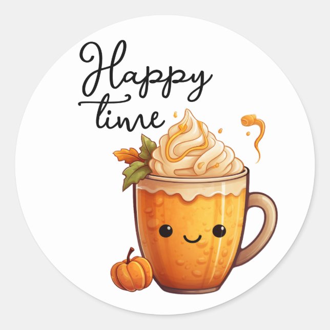 Happy Time Runder Aufkleber (Vorderseite)