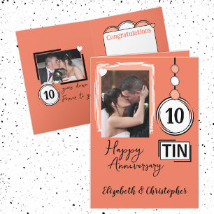 Happy Tin 10. Jubiläum 2 Foto Namen Korallen Karte