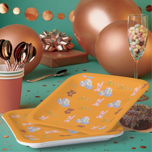 Happy Toddler Birthday orange Pappteller (Multi)