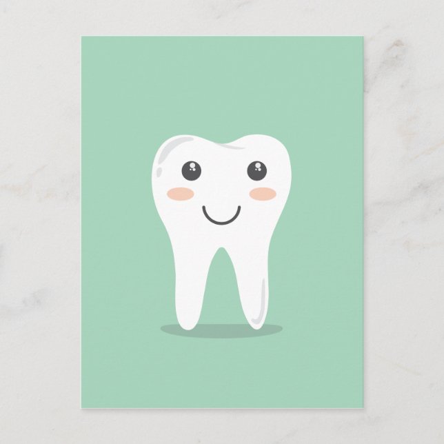 Happy Tooth Cartoon Zahnarzt bürstet Zahnbürste Postkarte (Vorderseite)