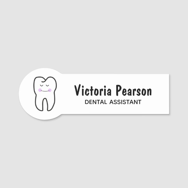 Happy Tooth Dental Assistant Name Tag Namensschild (Vorderseite)