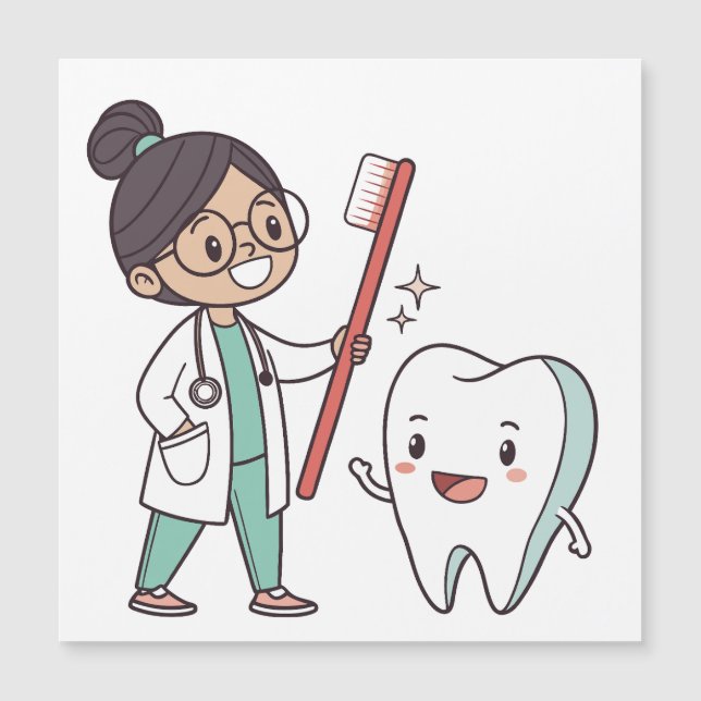 Happy Tooth Dental Care Grußkarte Magnetkarte (Vorderseite)