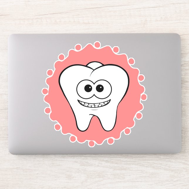 Happy Tooth Pink Aufkleber (Computer)