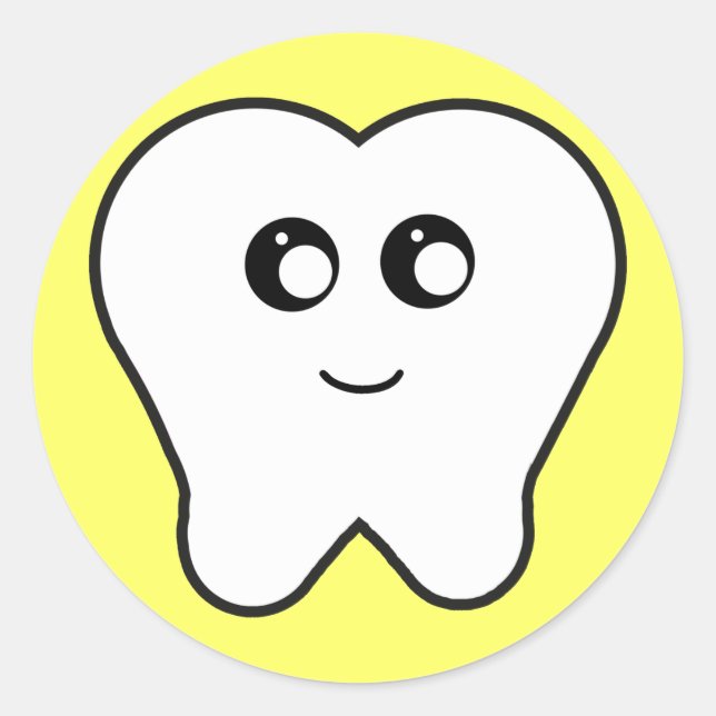 Happy Tooth Runder Aufkleber (Vorderseite)