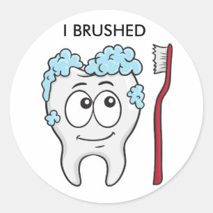 Happy Tooth und Brush Runder Aufkleber
