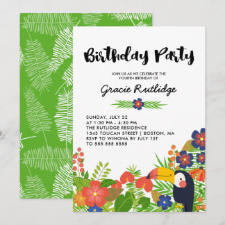 Happy Toucan Tropical Kindergeburtstag Party Einladung