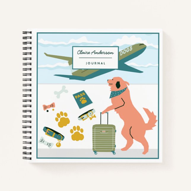 Happy Trails Dog Airlines Reisen individuell anpas Notizbuch (Vorderseite)