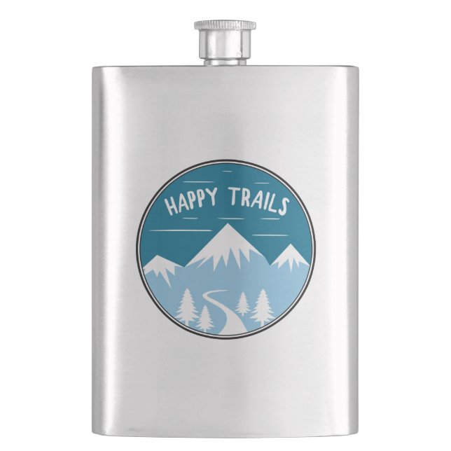 Happy Trails Wandern Flachmann (Vorderseite)