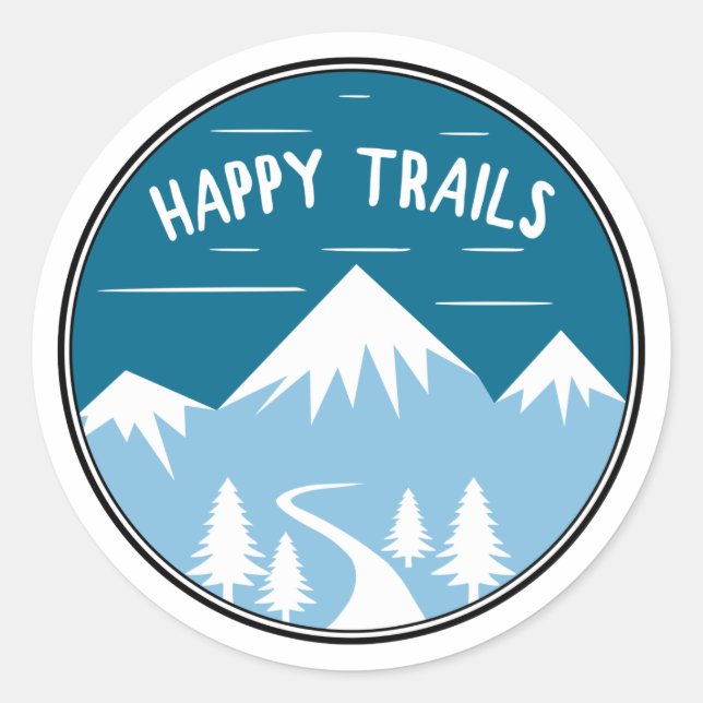 Happy Trails Wandern Runder Aufkleber (Vorderseite)